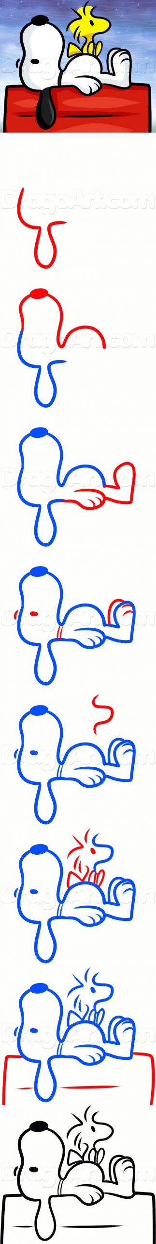 How to Draw Snoopy Step by Step for Kids Easy How to Draw Snoopy and Woodstock Ideen Furs Zeichnen