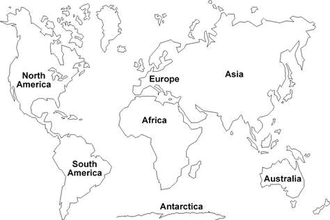 How to Draw the Continents Easy Seven Continents Map Elementary Printable Continents Map