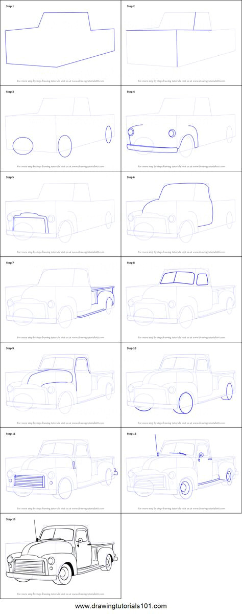 How to Draw Truck Easy How to Draw A Gmc Pickup Truck Printable Step by Step