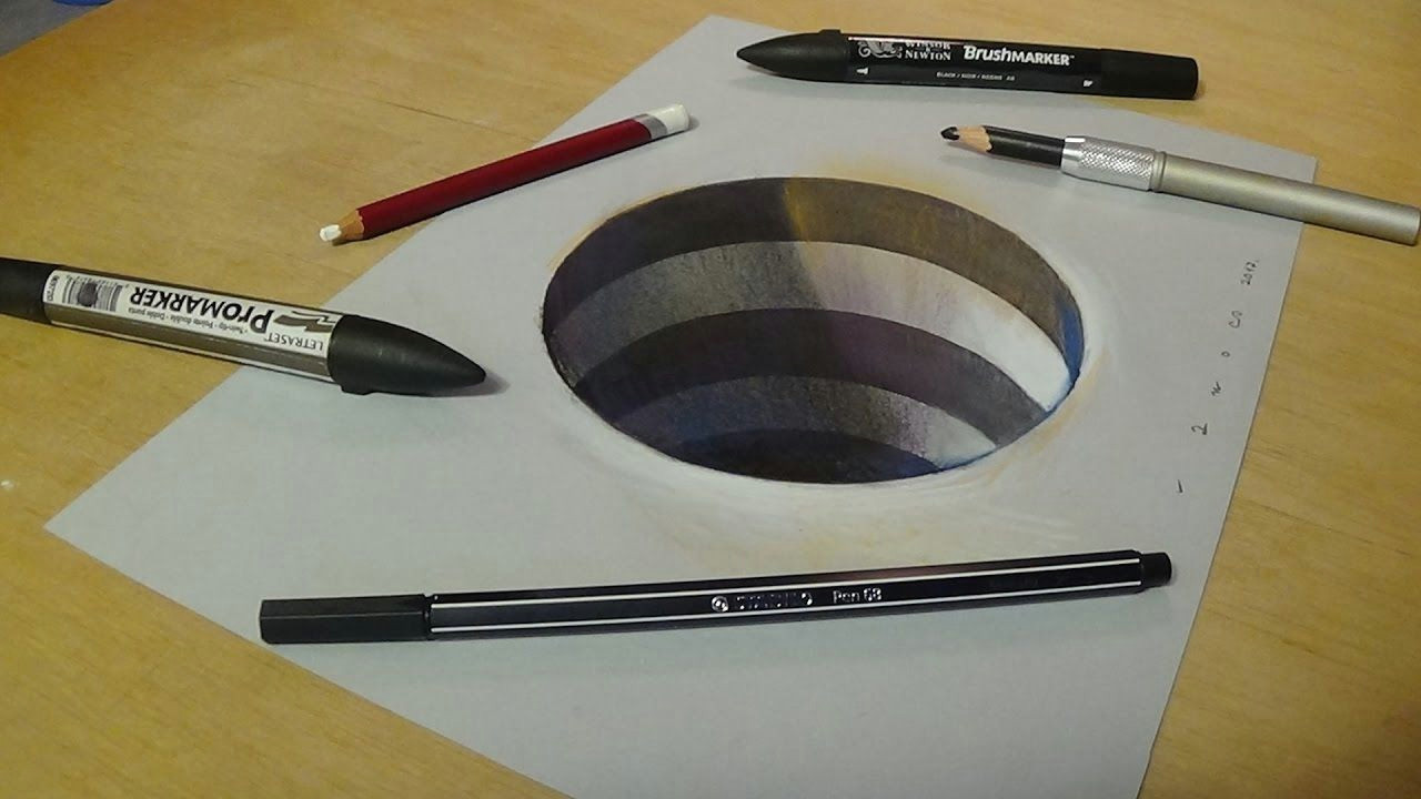 How to Make 3d Drawings On Paper Easy Drawing 3d Hole for Kids How to Draw 3d Circular Hole