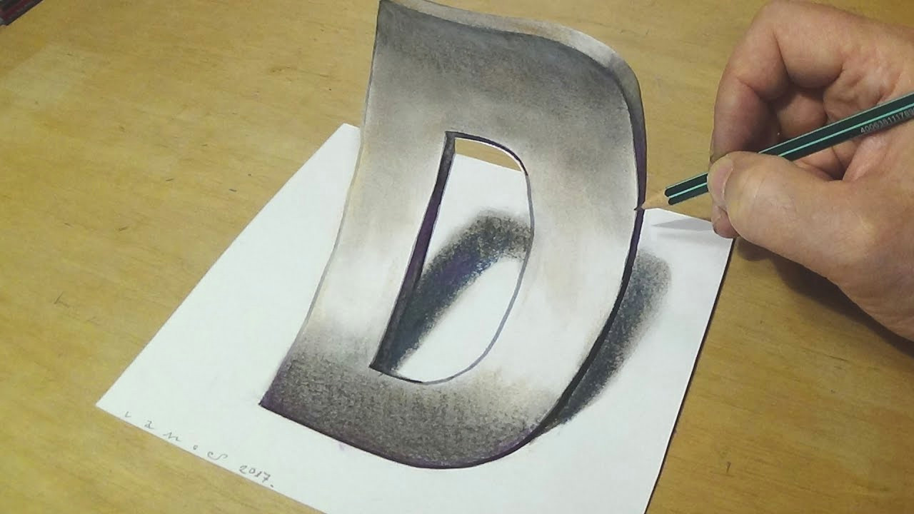 How to Make 3d Drawings On Paper Easy How to Draw 3d Letter Trick Art Drawing Anamorphic Illusion