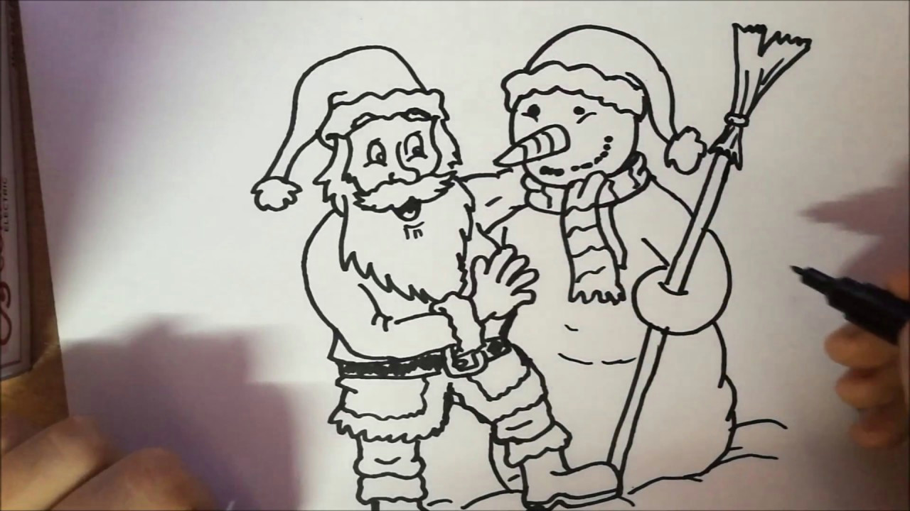 How to Make Easy Santa Claus Drawing How to Draw Santa Claus and Snowman In A Hug Cute and Easy Step by Step