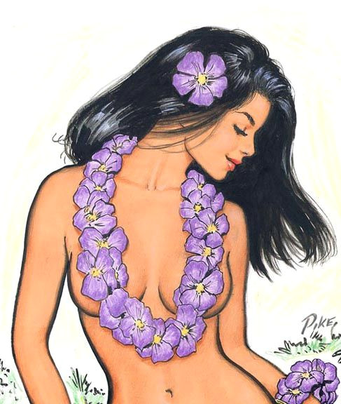 Hula Girl Drawing Hawaiian Girls Art Details About Painting Scott Pike