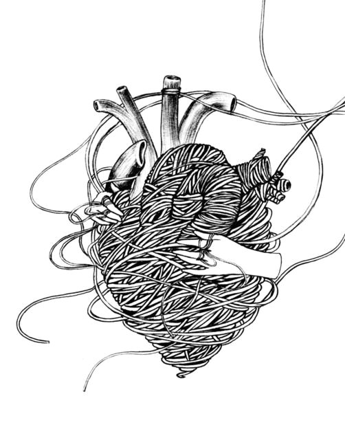 Human Heart Drawing Easy Heart Made Of Thread Being Unraveled Heart Art