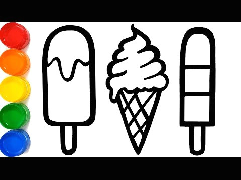 Ice Cream Easy Drawing Glitter toy Ice Cream Popsicle Coloring and Drawing for Kids