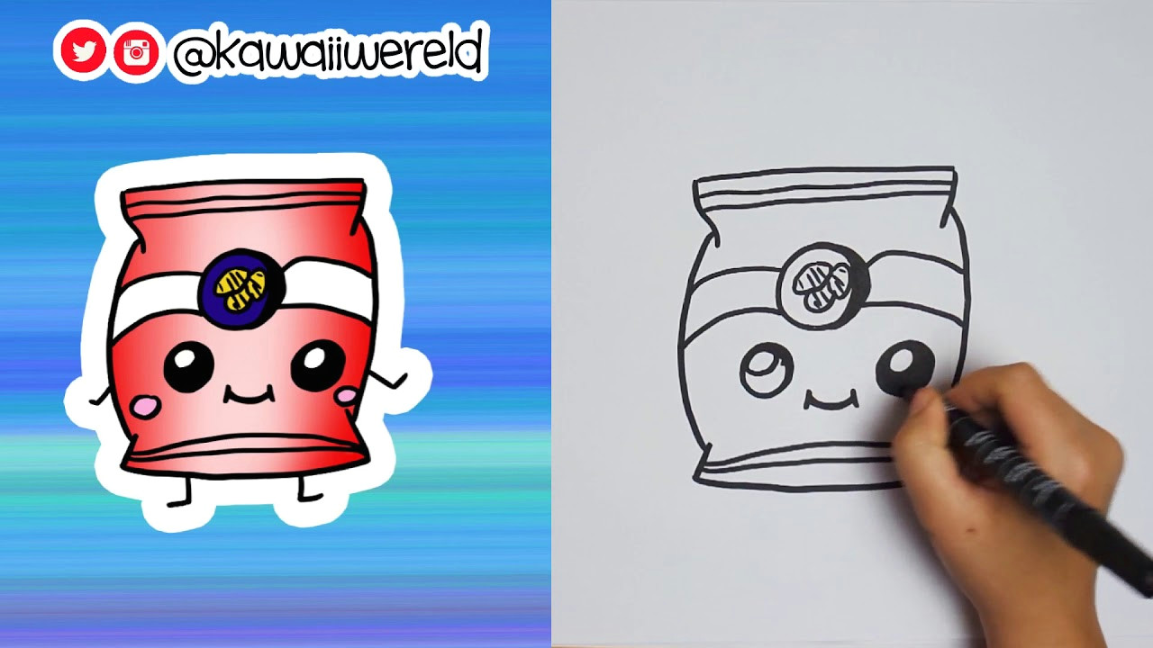 Kawaii Cute Drawings Easy How to Draw A Cute Easy Pack Of Kawaii Chips