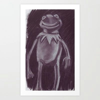 Kermit the Frog Drawing Easy Kermit the Frog In Charcoal Art Print by Coffee Please