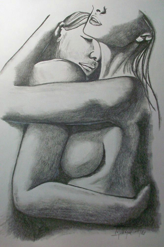 Lesbian Drawing Ideas original Charcoal Drawing Of Lesbian Passion Lesbian Art