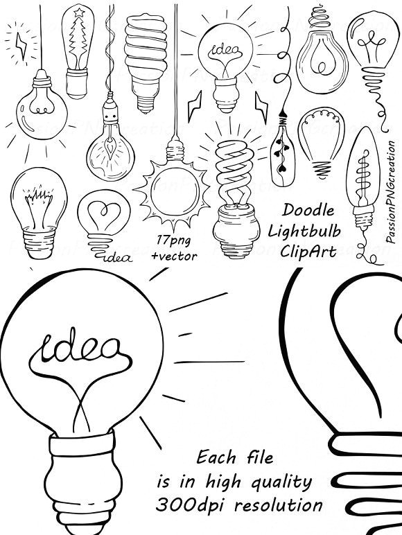 Light Bulb Easy Drawing Doodle Light Bulb Clipart Wedding Card Templates Yw