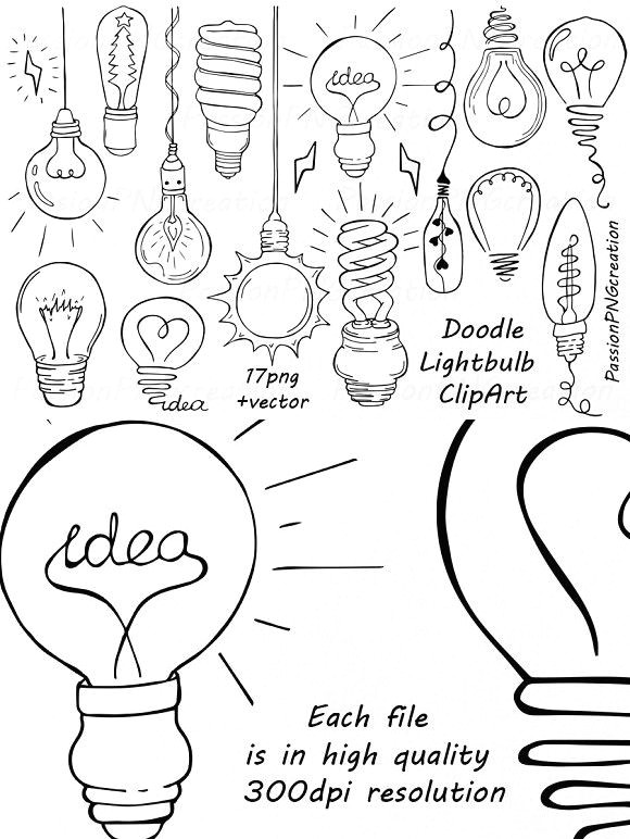 Light Bulb Easy Drawing Doodle Light Bulb Clipart Wedding Card Templates Yw