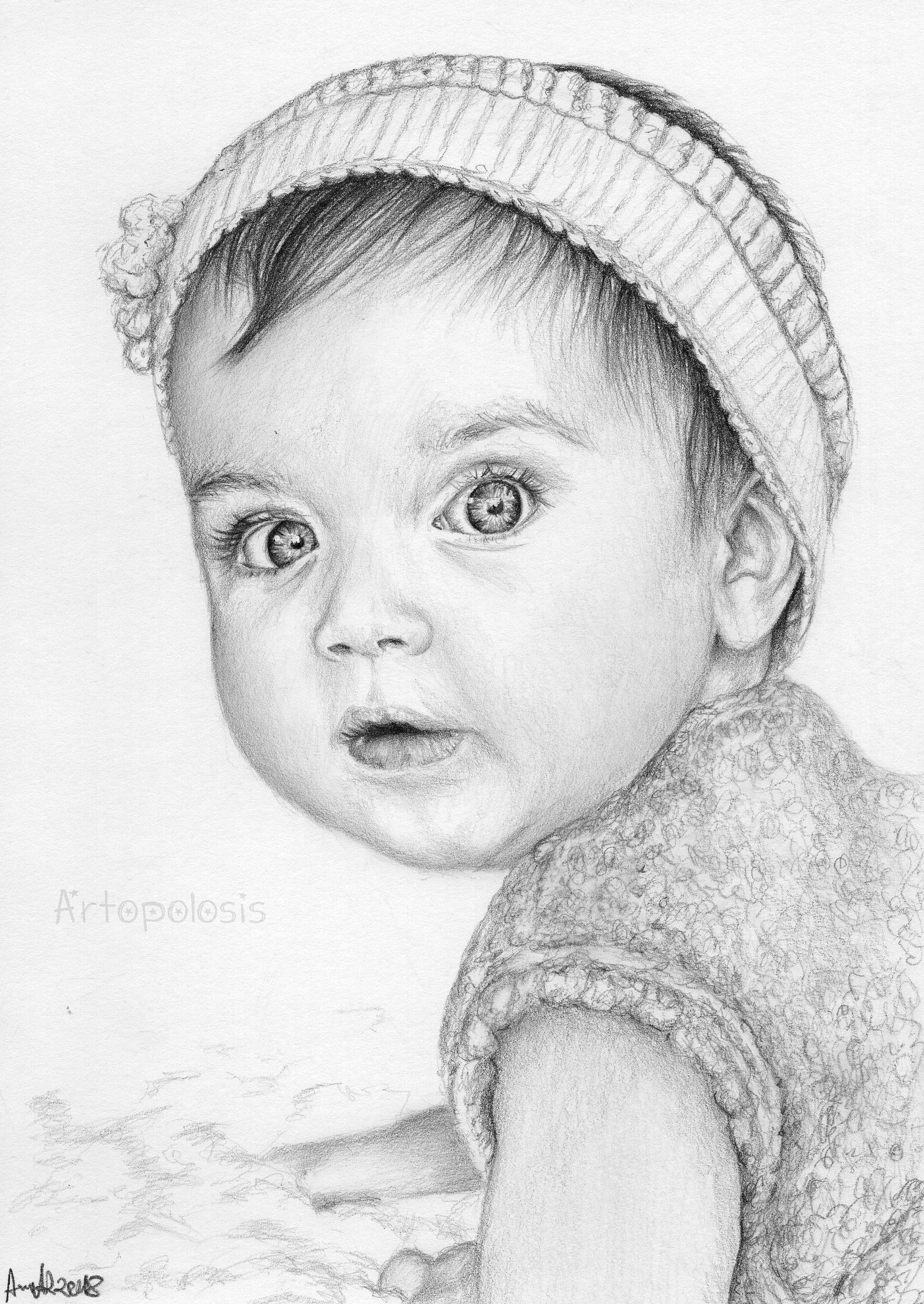 Little Baby Girl Drawing Kid Baby Girl Child Drawing Art Realism Cute Pretty