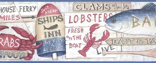 Lobster Drawing Easy Nautical Crab Lobster Seafood Wallpaper Border Cb089171b