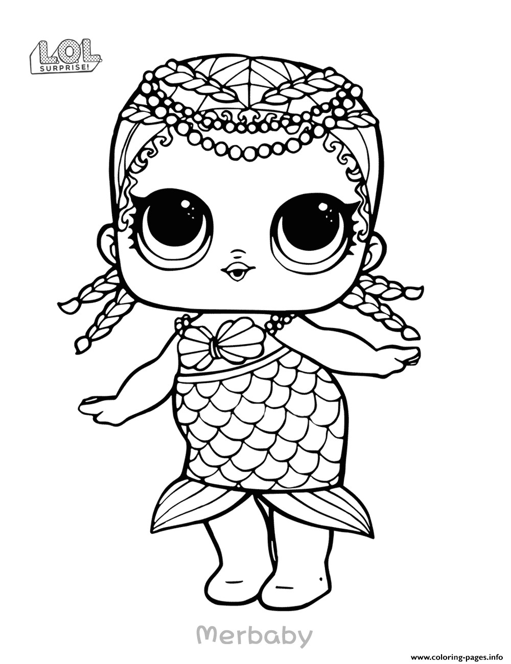 Lol Doll Drawing Easy Print Mermaid Lol Surprise Doll Merbaby Coloring Pages
