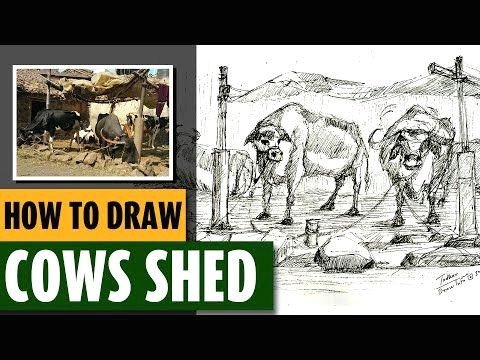 Mammoth Drawing Easy How to Draw A Cows Shed Easy Step by Step How to Draw