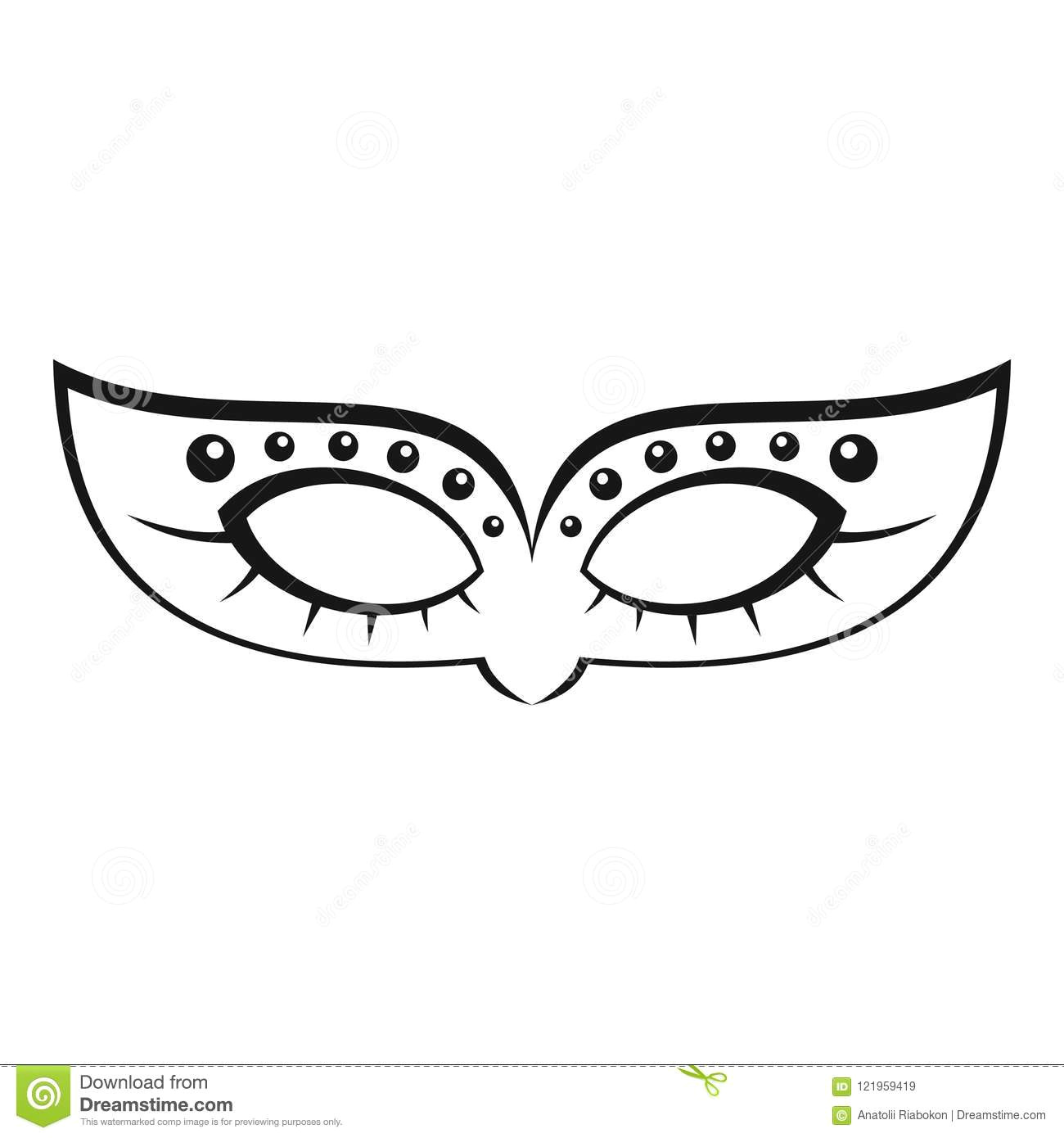 Masquerade Mask Drawing Easy Mardi Carnival Mask Icon Simple Style Stock Vector