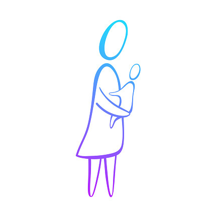 Mom and Daughter Easy Drawing Mom Hugs Baby Icon Mother Holds Child On the Hands A Simple