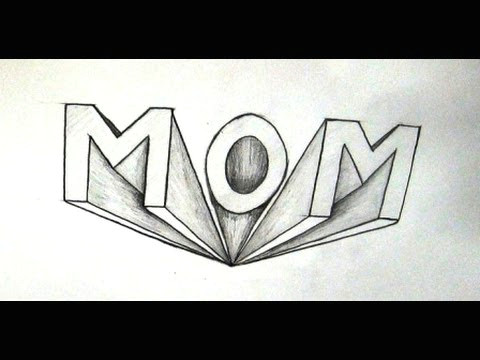 Mom Drawing Easy Videos Matching How to Draw 3d Block Letters Mom In One