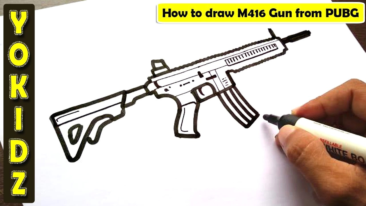 Nerf Gun Drawing Easy How to Draw M416 Gun From Pubg