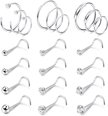 Nose Ring Drawing Easy Lolias 140 Pcs Stainless Steel Hoop Nose Rings Nose Ring Stud Body Piercing Jewelry Cz Inlaid D 21pcs Silver