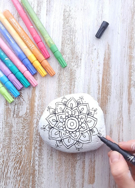 Pen Drawing Images Easy How to Draw A Mandala Rock Painting Tutorial From Artistro