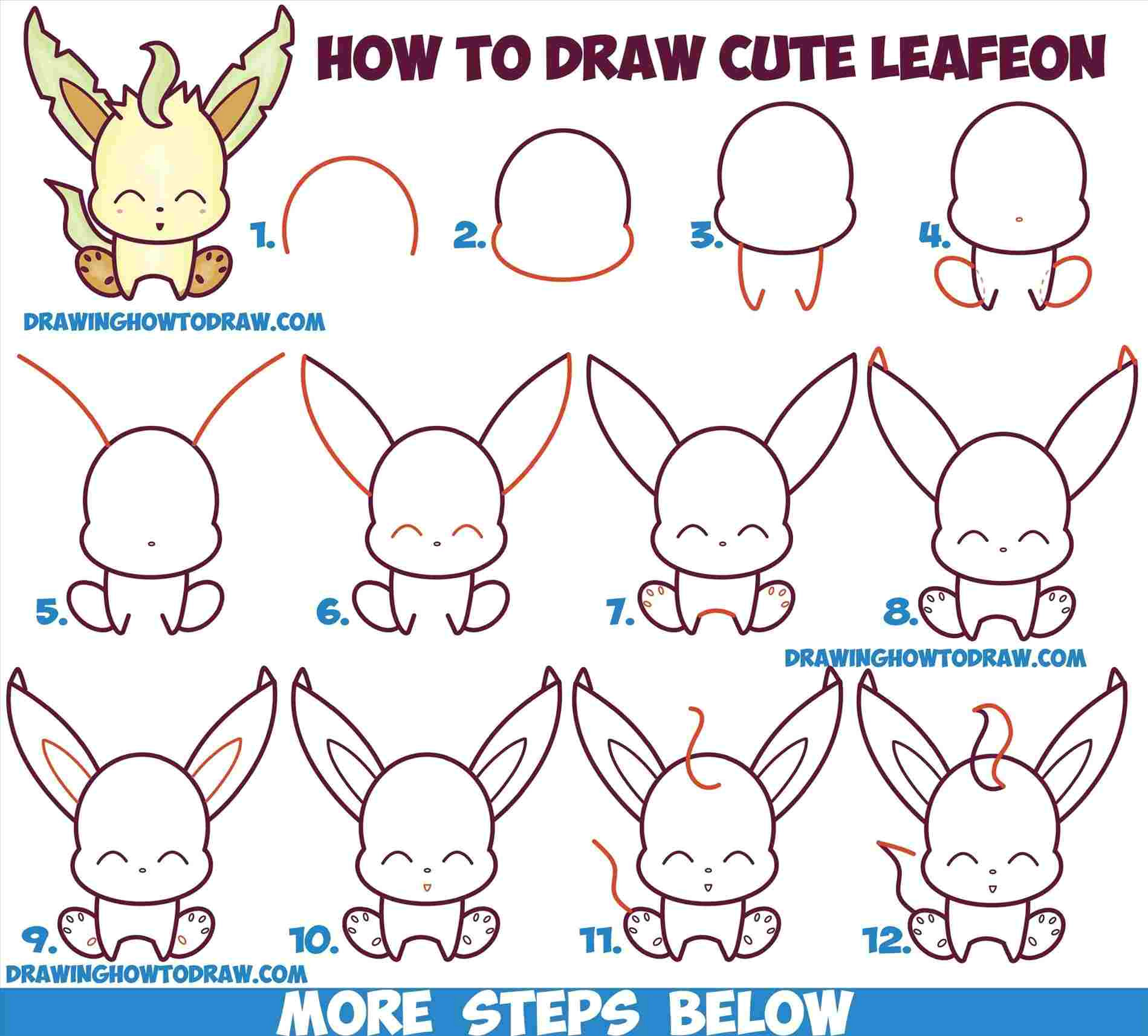 Pokemon Drawing Easy Step by Step Easy Step by Rhpinterestcom Leafeon Kawaii How to Draw Cute