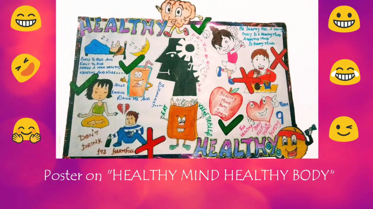 Poster Drawing Ideas Poster Painting On Healthy Mind Healthy Body