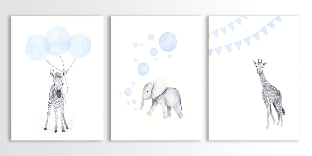 Safari Animal Drawings Baby Boy Art Art for Children Safari Nursery Art Animal