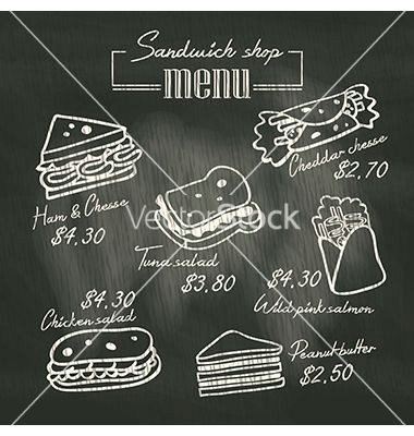 Sandwich Drawing Easy Sandwich Doodle Menu Drawing On Chalk Board Vector by
