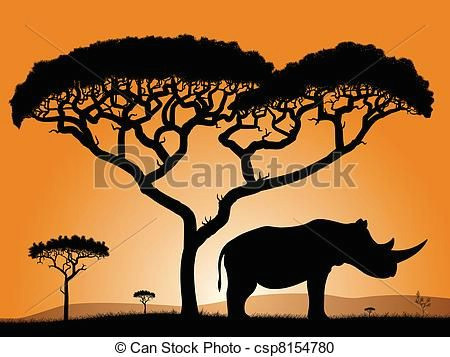 Savanna Drawing Easy African Savanah Drawing Savannah Rhino Dawn In the