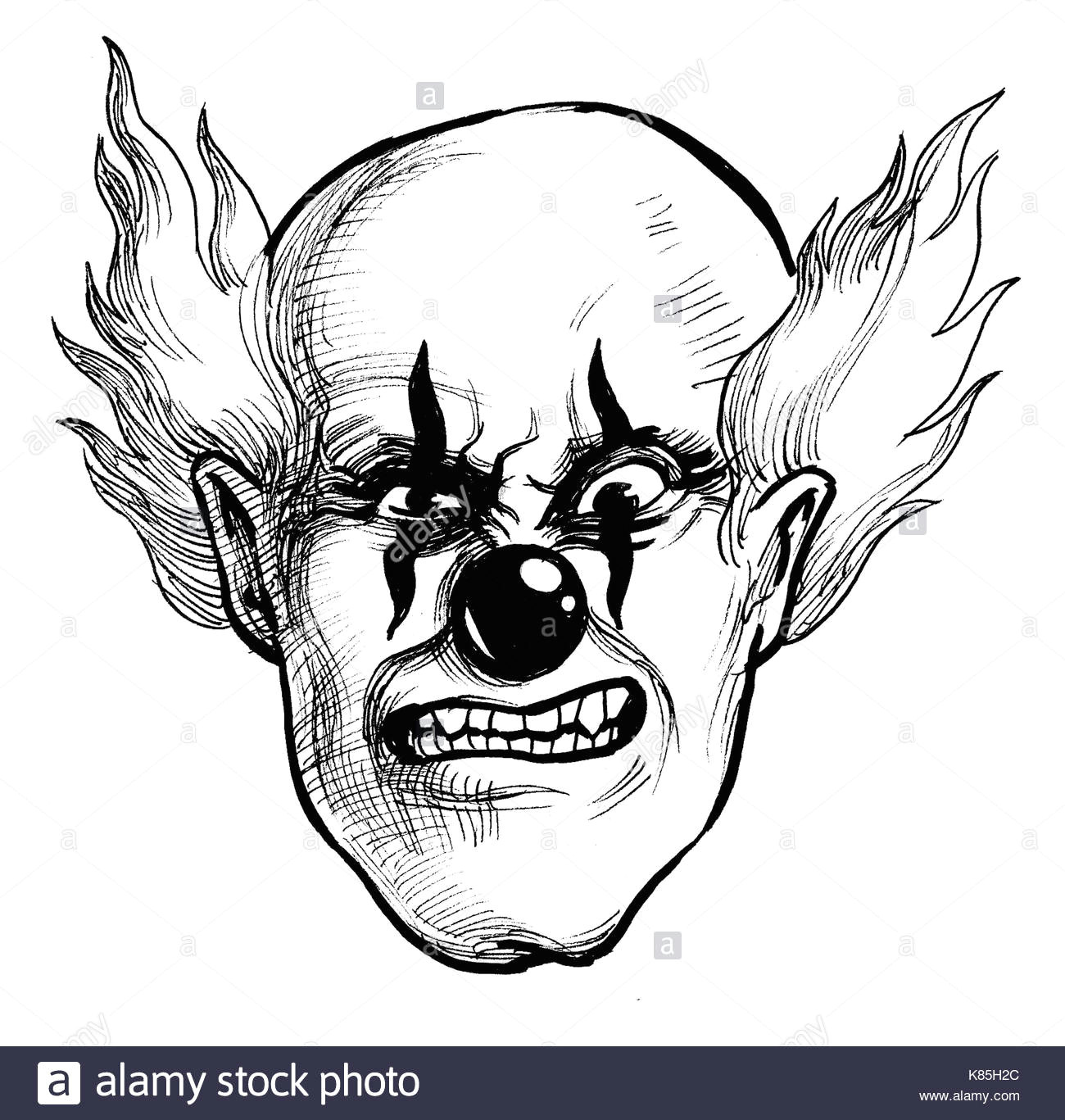 Scary Clown Drawing Easy Evil Clown Drawing Stock Photos Evil Clown Drawing Stock