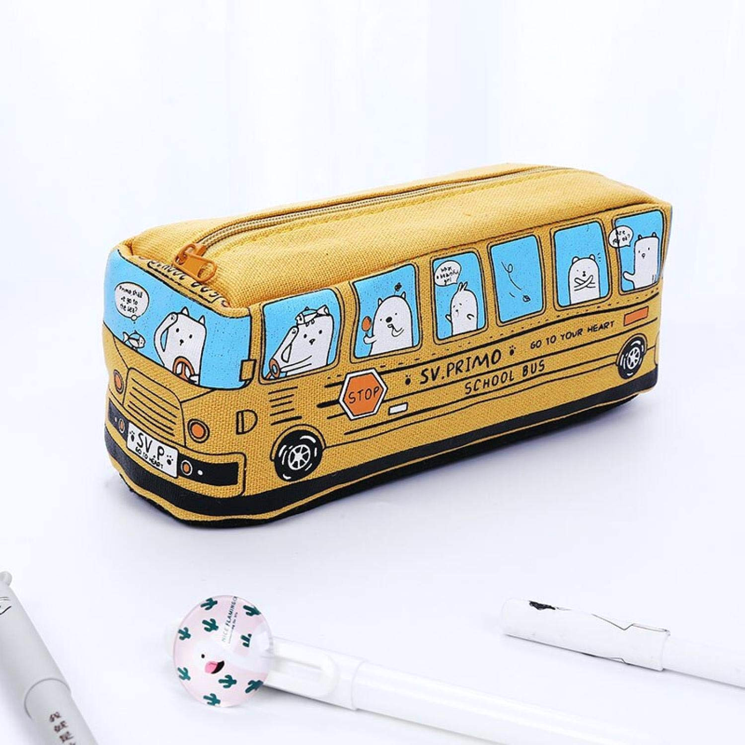 School Bus Drawing Easy Amazon Com School Bus Cute School Pen Case Fabric Pencil