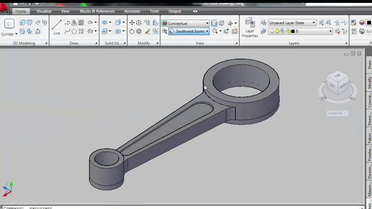 Simple 3d Drawings Easy Autocad 3d Connecting Rod Tutorial Basic Youtube