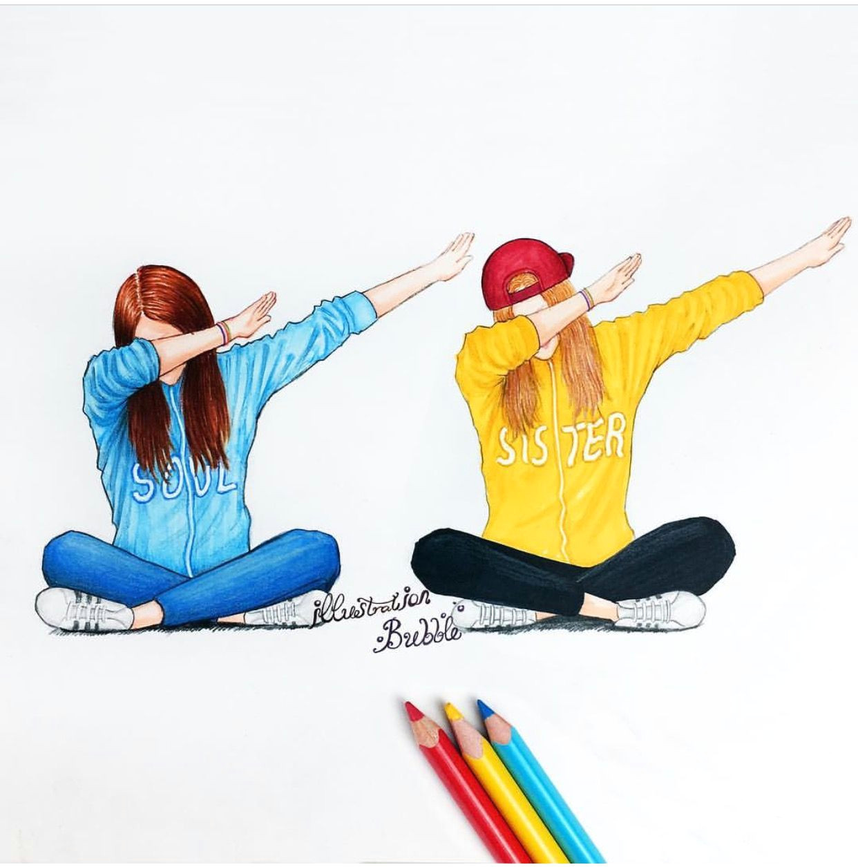 Sister Drawings Easy Dab with Your Friends Best Friend Drawings Drawings Of