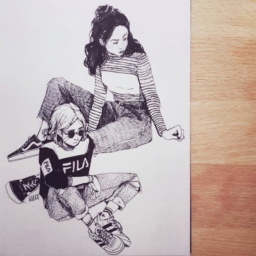 Skater Girl Drawing All that Sass Sketch Sketchbook Illustration