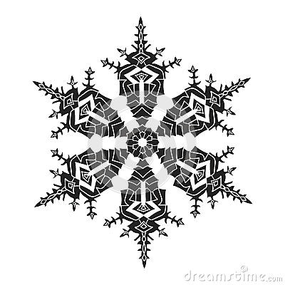 Snowflake Drawing Easy Hand Drawn Realistic Silhouette Snowflake Black On White