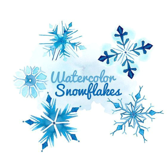 Snowflake Drawing Easy Watercolor Snowflakes Clip Art Clipart Winter Holiday Snow