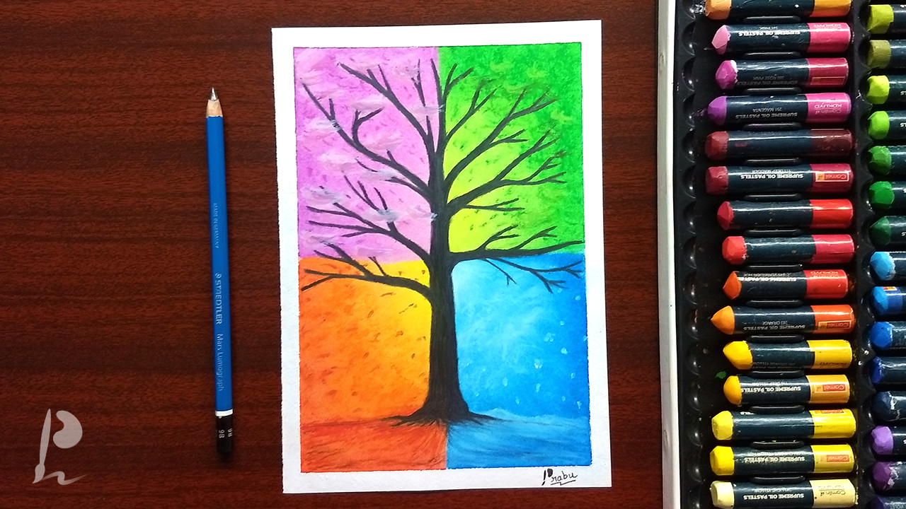 Soft Pastel Drawing Ideas for Beginners In This Video I Show You How to Draw Seasons Tree Drawing