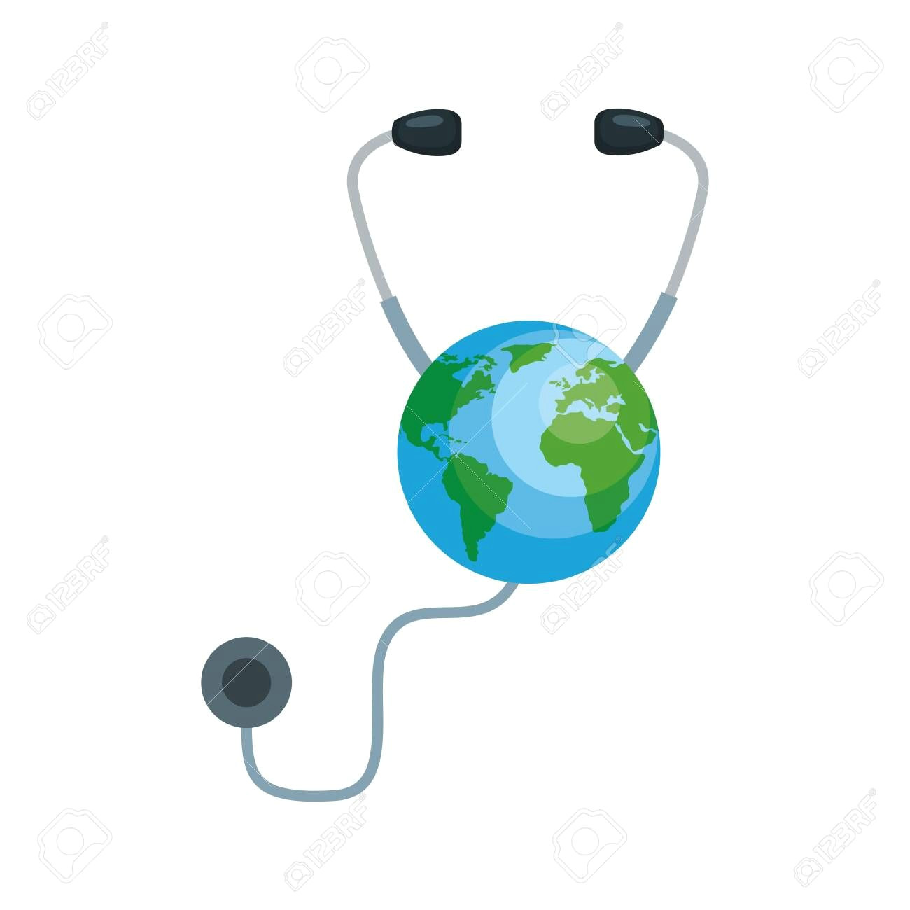 Stethoscope Drawing Easy Earth Planet with Stethoscope Cardio Device Vector