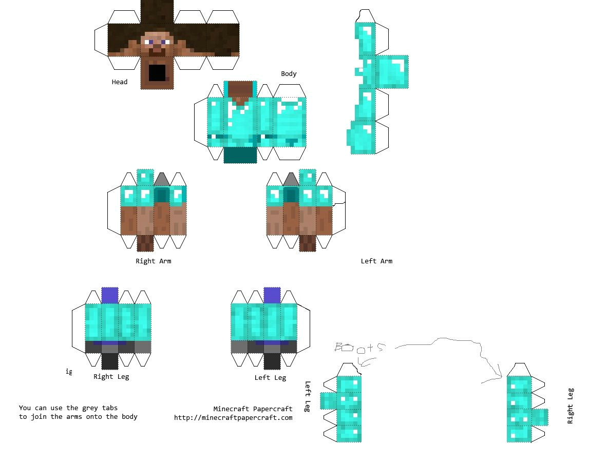 Steve Minecraft Easy Drawing Papercraft Steve with Diamond Armour Minecraft Costumes