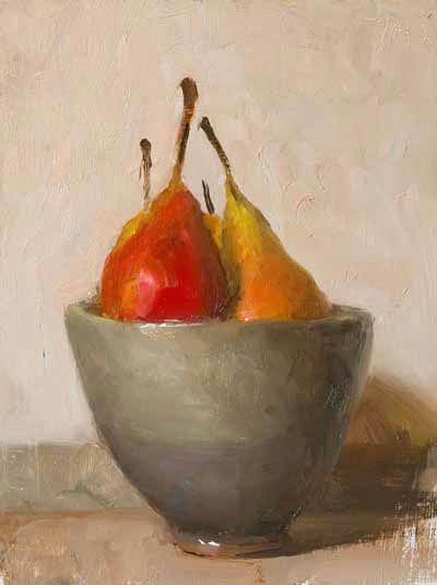 Still Life Drawing with Oil Pastels Easy A Bowl Of Pears A Daily Painting by Julian Merrow Smith