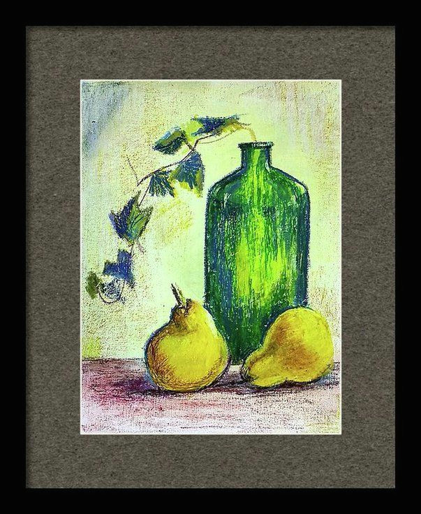 Still Life Drawing with Oil Pastels Easy Green Bottle Still Life Oil Pastel Painting 12 X 9 Oil