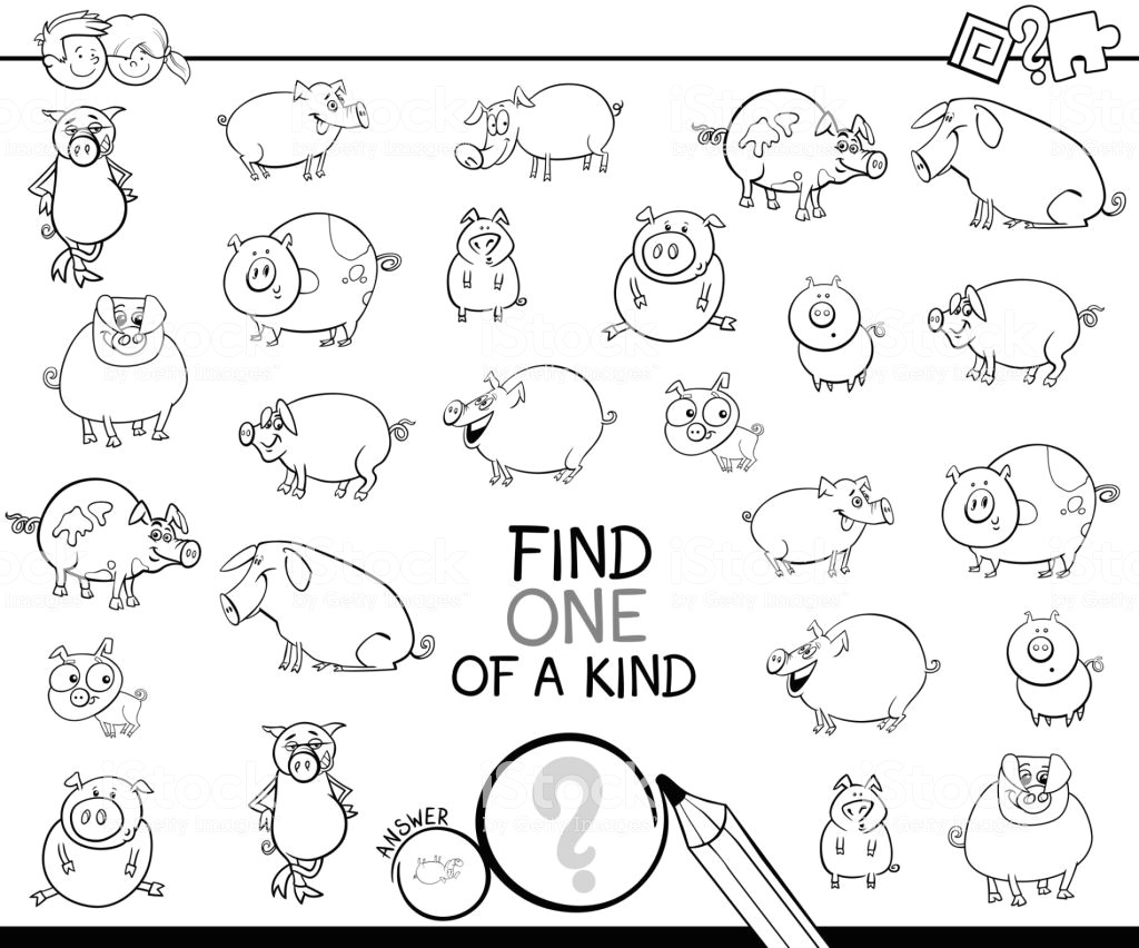 Straight Line Drawing Animals Eine Art Spiel Mit Schwein Malbuch Stock Vektor Art Und Mehr
