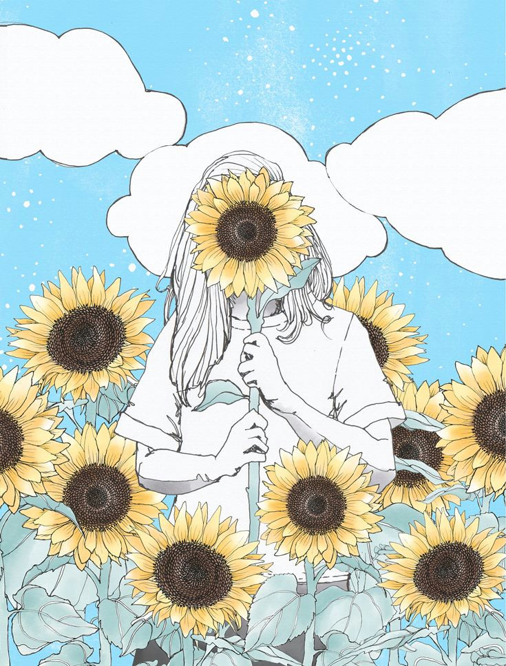 Sunflower Girl Drawing You are My Sunshine Print In 2019 Sunflower Drawing