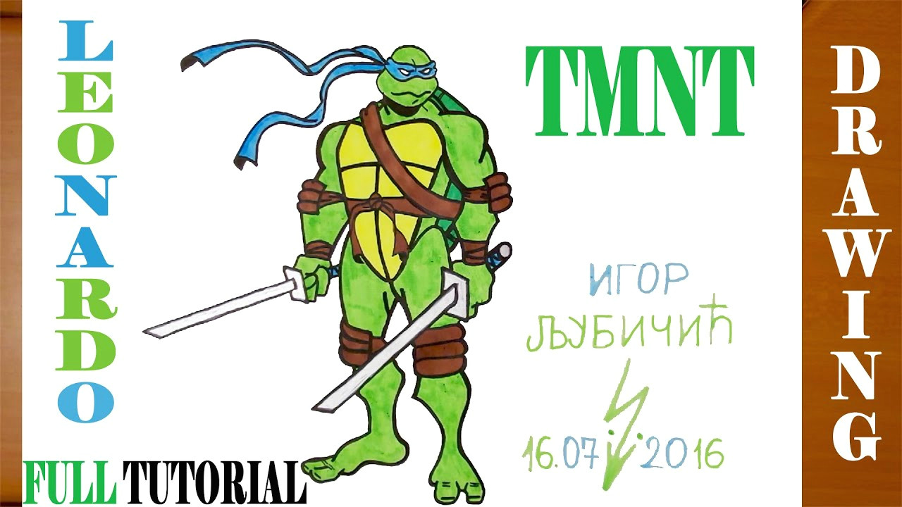 Teenage Mutant Ninja Turtles Drawings Easy Step by Step How to Draw Leonardo From Tmnt Step by Step Easy for Kids and Color Drawing Tutorial Full