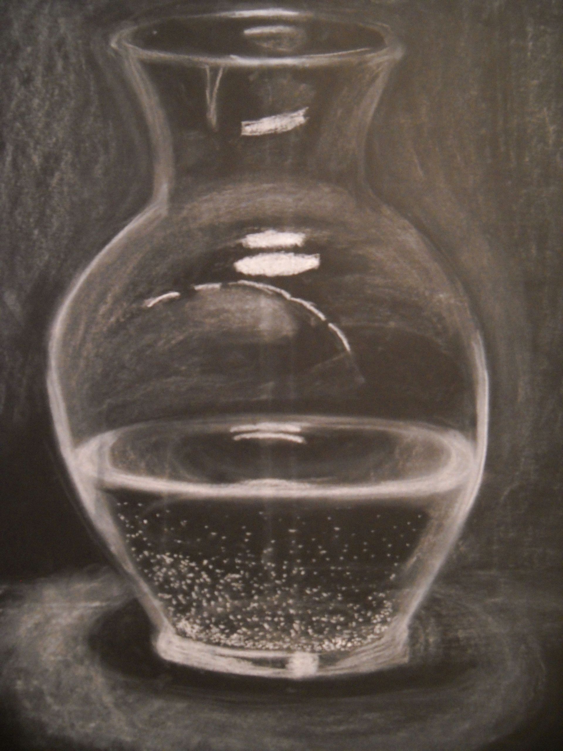 Things to Draw with Chalk Easy Glass Vase Filled with Water Done In White Chalk On Black