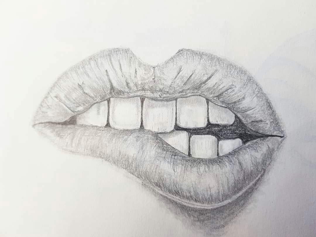 Tongue Drawing Easy My First Pencil Drawings Pencil Drawing Draw Lips