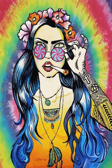 Trippy Girl Drawing Pin by Jongebong1 On Psycodelic Hippie Art Art