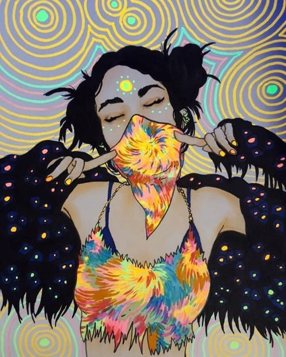 Trippy Girl Drawing Pin by Juliene Terra On Pintura In 2019 Weird Art Stoner