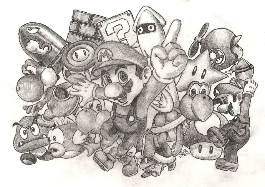 Tupac Drawing Easy Super Mario Drawing Full Of Characters by Jojomalfoy Art