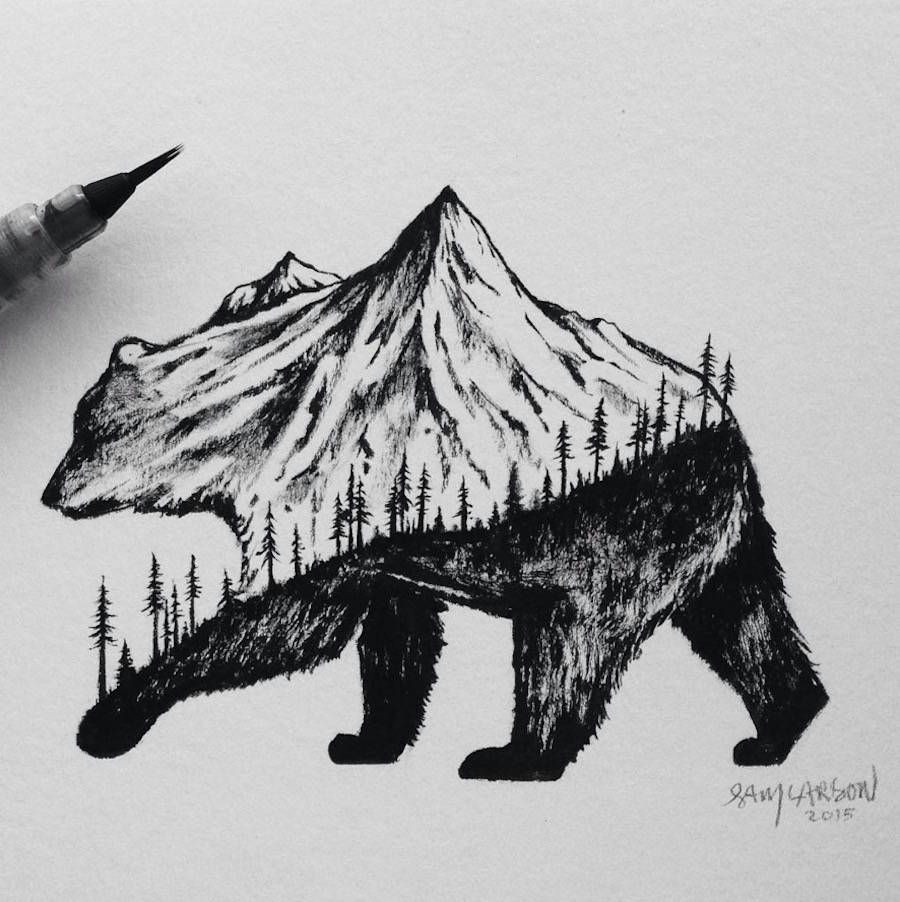 Two Animals Combined Drawing Little Hybrid Illustrations by Sam Larson Bear Art